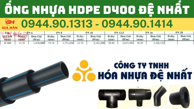 ỐNG NHỰA HDPE D400 ĐỆ NHẤT - ỐNG HDPE PHI 400 ĐỆ NHẤT